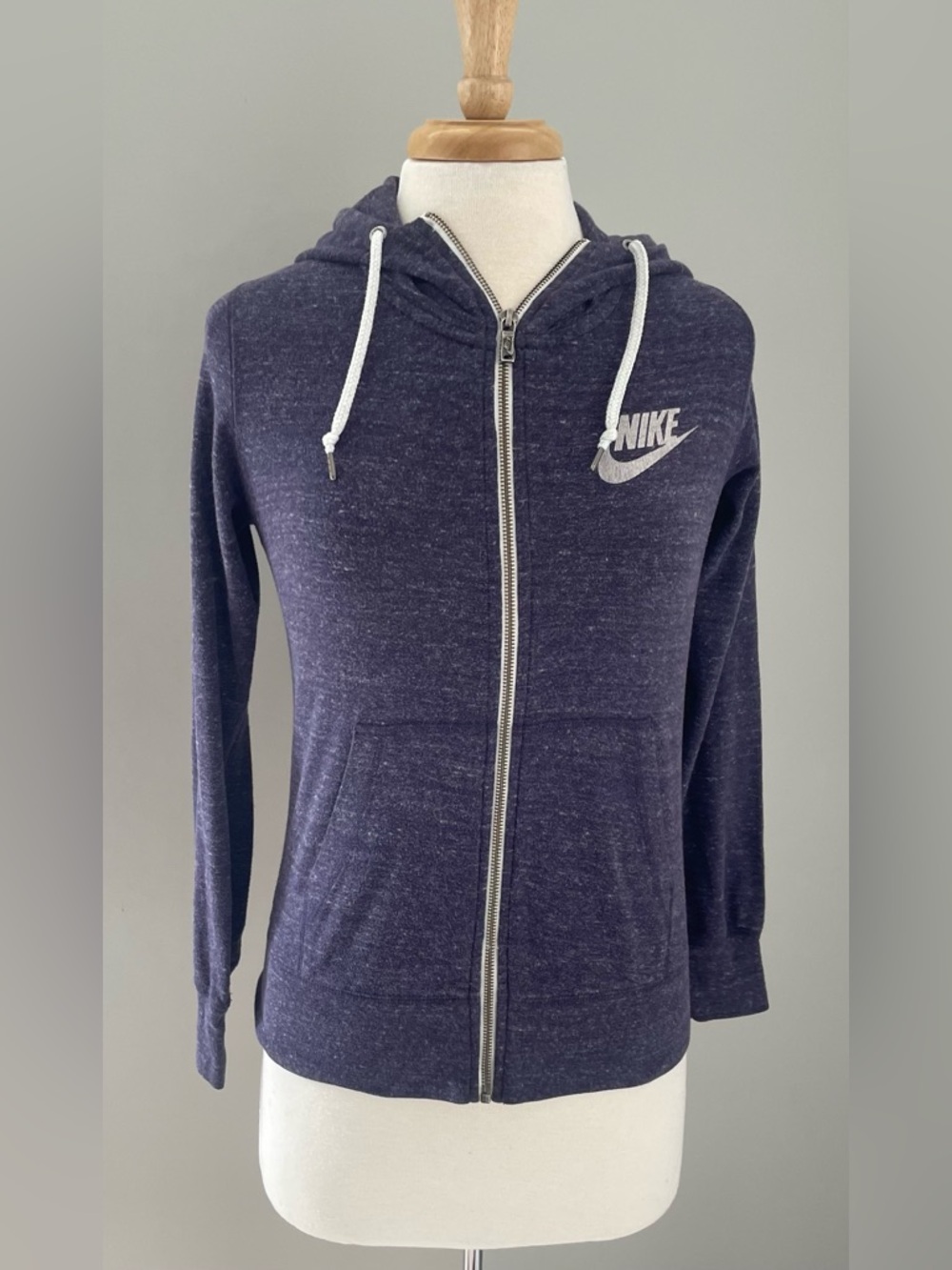 Nike Women’s Zip-Up Hoodie in Heather Navy with White Logo